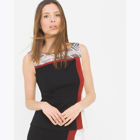 WHBM Colorblock Embroidered Bodice Sleeveless Top - Picture 7 of 8